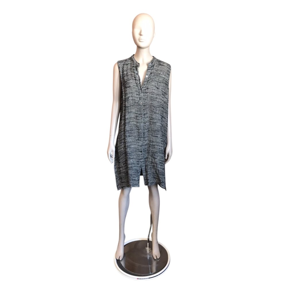 Eileen Fisher Black And Gray Linen Tunic Tank Top